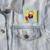 SUPER MONSTER-toets Vierkante Button 5,1 Cm (In situ)