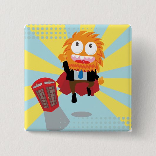 SUPER MONSTER-toets Vierkante Button 5,1 Cm (Voorkant)
