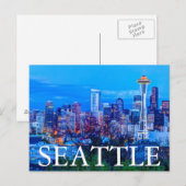 Super Moon bij de skyline van Seattle Briefkaart (Voorkant / Achterkant)