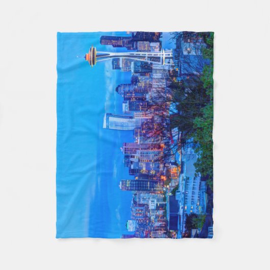 Super Moon bij de skyline van Seattle Fleece Deken (Voorkant)