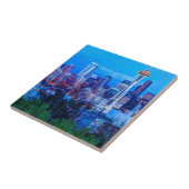 Super Moon bij de skyline van Seattle Tegeltje (Zijkant)