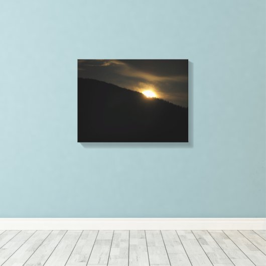 Super Moon boven Washington Mountain Canvas Afdruk (Insitu (Houten vloer))