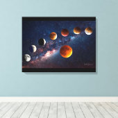 Super moon lunar eclipse 24x18 Wrapped Canvas (Insitu (Houten vloer))
