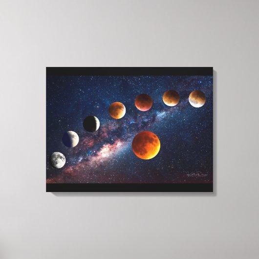 Super moon lunar eclipse 24x18 Wrapped Canvas Afdruk (Voorkant)