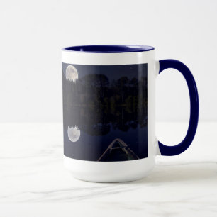 Super Moon over het meer van Canoe Late bij nacht Mok