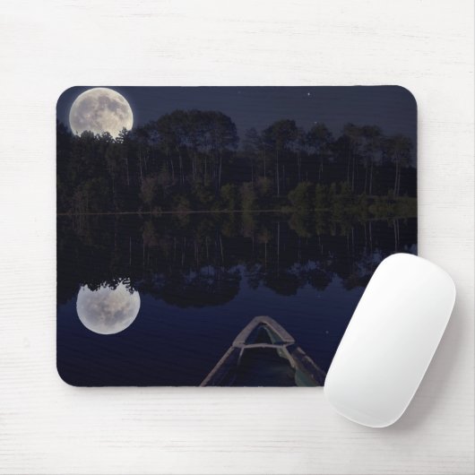 Super Moon over het meer van Canoe Late bij nacht Muismat (Met muis)