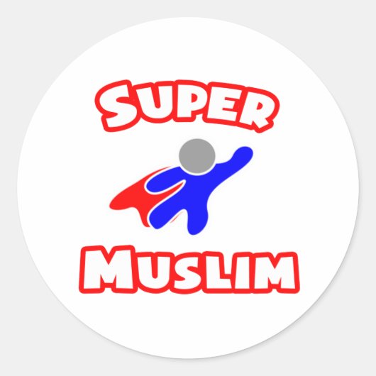 Super Moslim Ronde Sticker (Voorkant)