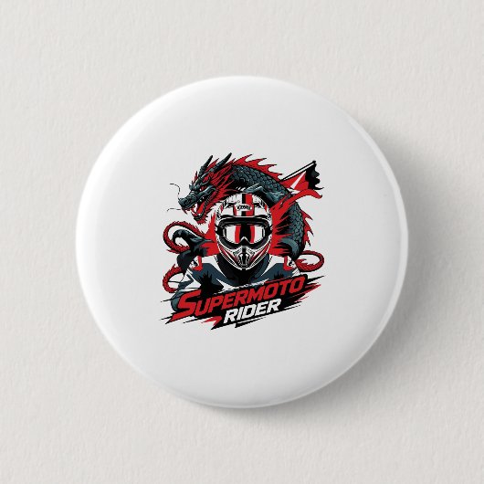 Super Moto Rider � Motorfiets Ronde Button 5,7 Cm (Voorkant)