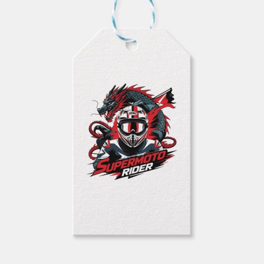 Super Moto Rijder � Motorfiets Cadeaulabel (Voorkant)