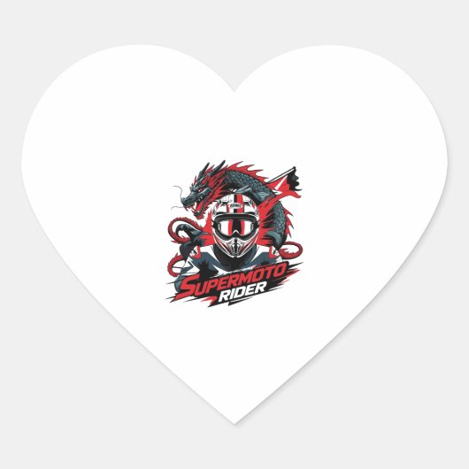 Super Moto Rijder � Motorfiets  Hart Sticker (Voorkant)