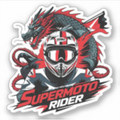 Super Moto Rijder � Motorfiets Sticker (Voorkant)