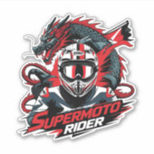 Super Moto Rijder � Motorfiets Sticker (Voorkant)