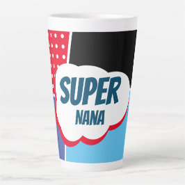 Super Nana Comic Cartoon met Paars en blauw Latte Mok