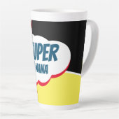 Super Nana Comic Cartoon met Paars en geel Latte Mok (Rechterhoek)