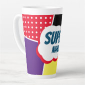 Super Nana Comic Cartoon met Paars en geel Latte Mok (Linkerhoek)