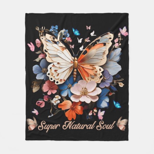 Super Natural Soul: Butterfly Garden Art Fleece Deken (Voorkant)