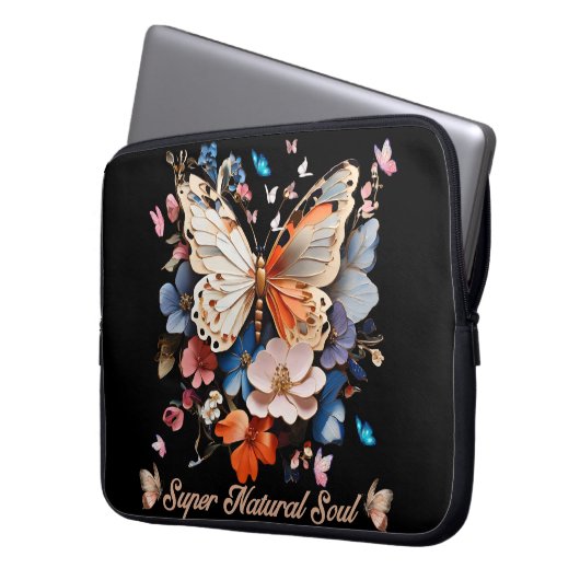 Super Natural Soul: Butterfly Garden Art Laptop Sleeve (Voorkant Links)