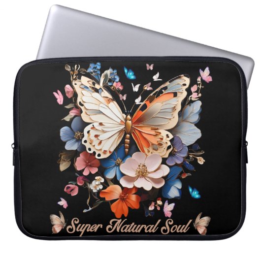 Super Natural Soul: Butterfly Garden Art Laptop Sleeve (Voorkant)