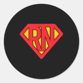 Super Nurse Rn Superhero Geregistreerde Verpleegst Ronde Sticker (Voorkant)
