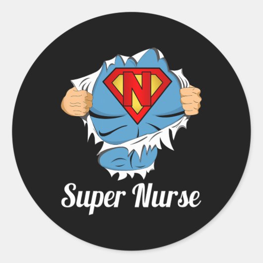 Super Nurse Superpower Ronde Sticker (Voorkant)