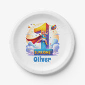 Super 'One' - het heldhaftige jaar van [name] Papieren Bordje (Voorkant)