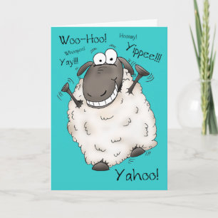 Super Opgewonden Cartoon Schaap Verjaardag Kaart