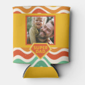 Super Pa aangepaste foto met retro golven Blikjeskoeler (Voorkant)