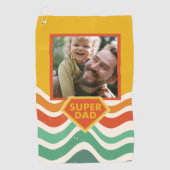 Super Pa aangepaste foto met retro golven Golfhanddoek (Voorkant)