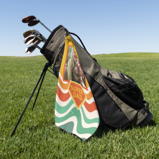 Super Pa aangepaste foto met retro golven Golfhanddoek (Groen)
