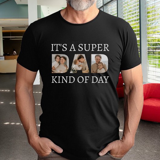 Super Pa Soort van Dag Foto Collage Zwart T-shirt