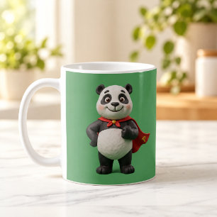 Super Panda Held Cute Klei Cartoon Mok