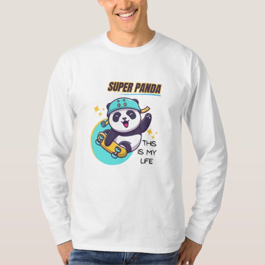 Super Panda Skateboarden Lange Mouw T-shirt (Voorkant)