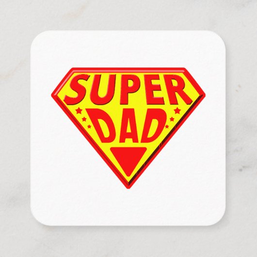 Super Pap - Gelukkige Vaderdag Vierkante Visitekaartje (Achterkant)
