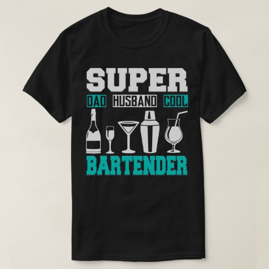 Super Pap Super Husband Super Bartender T-shirt (Design voorkant)