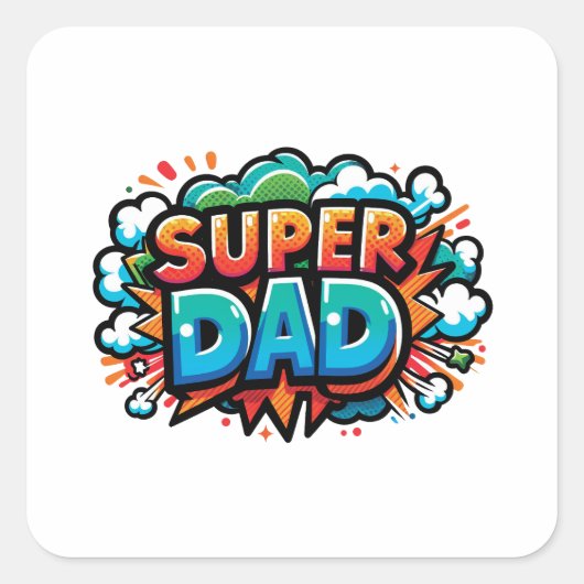 Super Pap Vierkante Sticker (Voorkant)