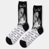 Super Pap Zwart & Wit Moderne Foto w / Typografie Sokken (Links)