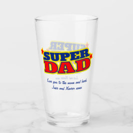 Super papa aangepaste boodschap rood blauw geel gr glas