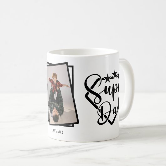 Super papa aangepaste foto vader's cadeau koffiemok (Voorkant rechts)