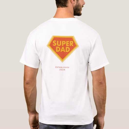 Super papa aangepaste jaar t-shirt (Achterkant)