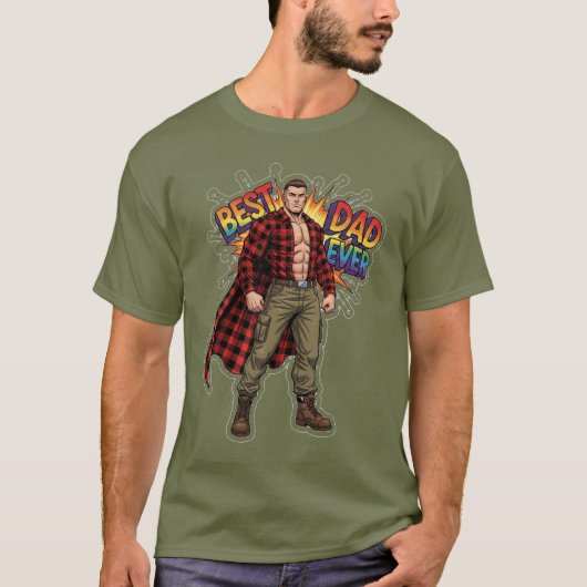 Super Papa - Beste Papa Ooit Comic Held Vector Des T-shirt (Voorkant)