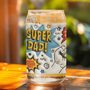 Super papa blij Vaderdag puffy opgeblazen Blikvorm Glas
