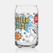 Super papa blij Vaderdag puffy opgeblazen Blikvorm Glas (Achterkant)