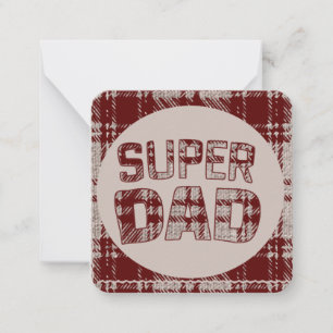 Super Papa Bruine Geruite Notitiekaart Notitiekaartje