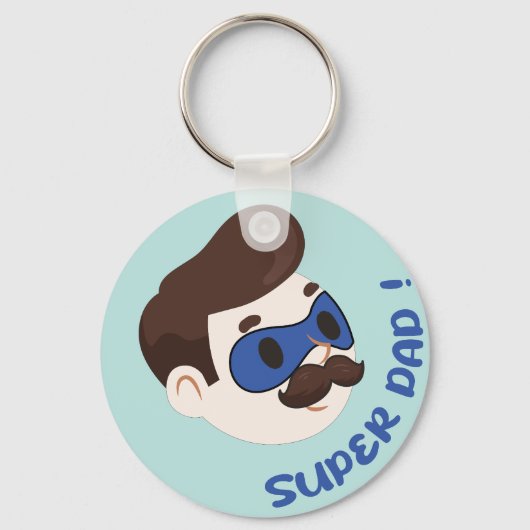 Super Papa Cartoon Badge Sleutelhanger (Voorkant)