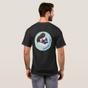Super Papa Cartoon Badge T-shirt