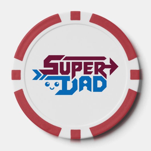 Super Papa Gamer Cadeau – Retro Poker Chips (Voorkant)