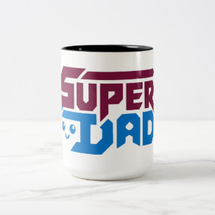 Super Papa Gamer Cadeau – Retro Tweekleurige Koffiemok