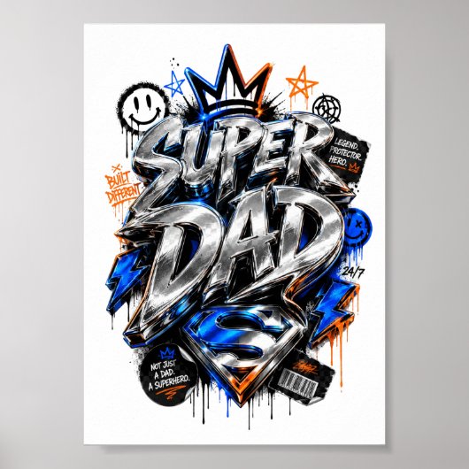 Super Papa Graffiti Schild Poster (Voorkant)