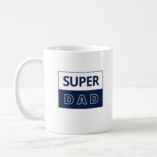 Super papa in blauw en wit koffiemok (Links)