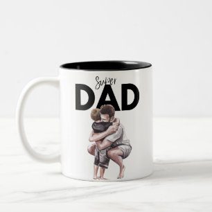 Super papa knuffelt zijn zoon mok